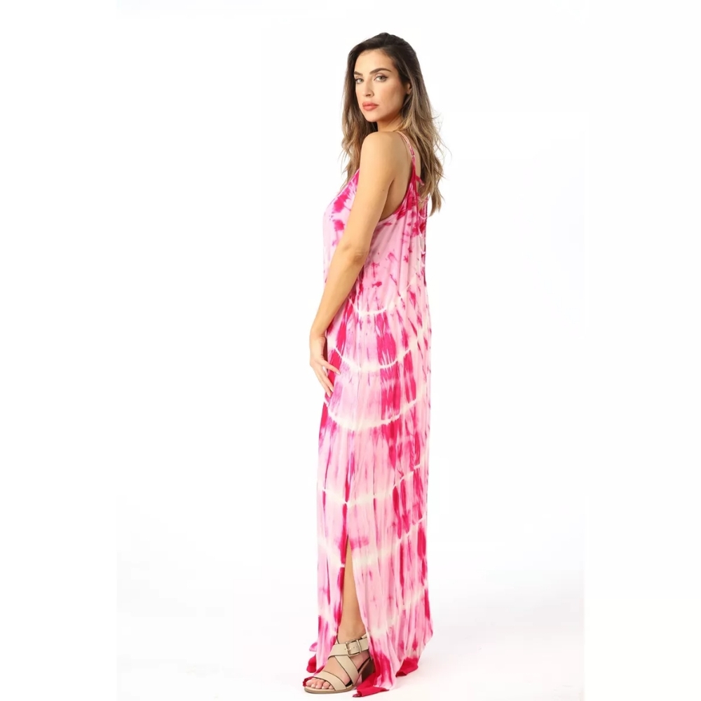 Riviera Sun Tie-Dye Maxi Dress Size 1X Beautiful Pink Fuchsia Flowy - Picture 3 of 10